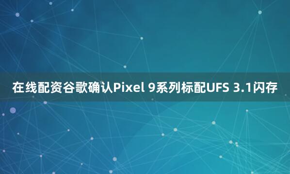 在线配资谷歌确认Pixel 9系列标配UFS 3.1闪存
